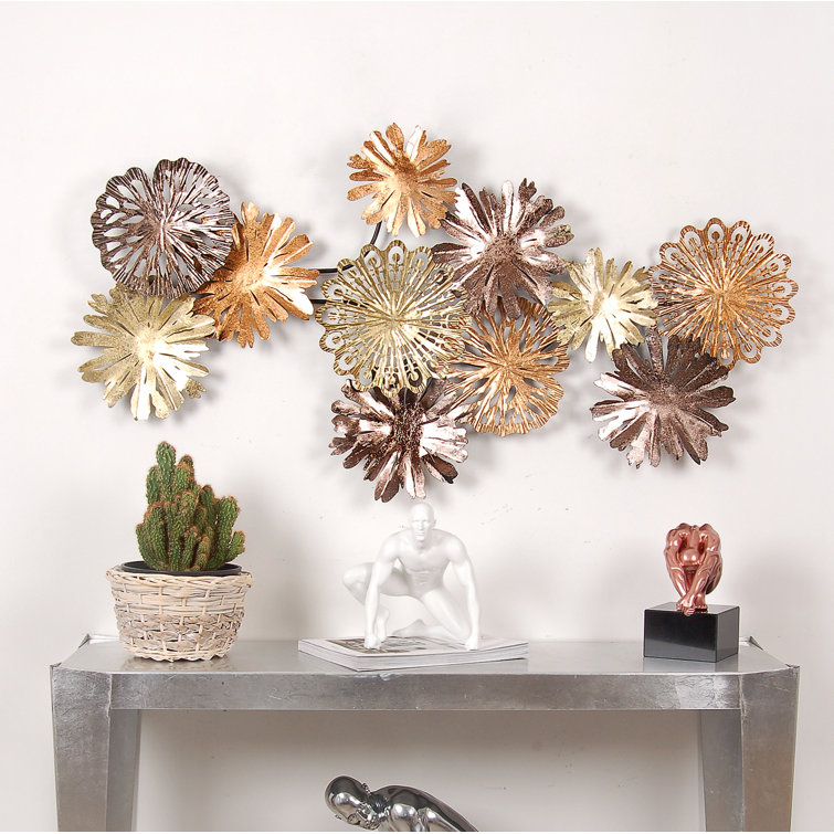 Bloomsbury Market Flowers and Leaves Metal Painting Wall Décor
